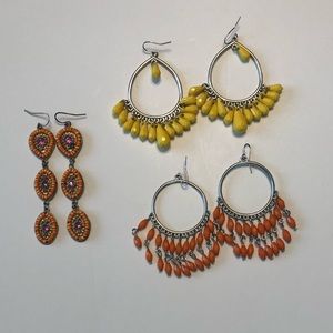 Lot of 3 pairs of earrings